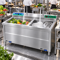 Lave-vaisselle et lave-produits commercial en acier inoxydable à double bac pour hôtels, restaurants et cuisines – Fourniture importée