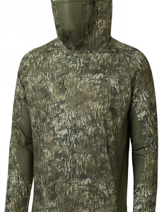 Men's <b>Camouflage</b> Fishing Hoodie UPF 50 Anti UV Quick Dry Polyester Long Sleeve Hooded <b>Shirt</b> with Face Mask - Product Image 1