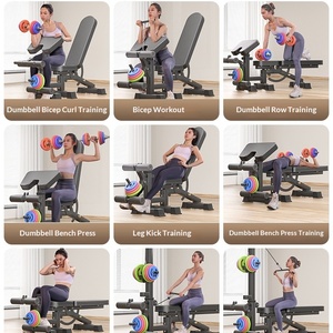 Banc de musculation multifonction pliable pour usage domestique et commercial, avec fonction de tirage vertical et de développé couché - Product Image 2