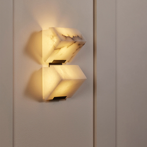 <span class=keywords><strong>Lampe</strong></span> <span class=keywords><strong>de</strong></span> <span class=keywords><strong>chevet</strong></span> <span class=keywords><strong>de</strong></span> luxe moderne <span class=keywords><strong>pour</strong></span> <span class=keywords><strong>chambre</strong></span> à coucher avec mur en marbre Albâtre naturel Éclairage LED Corps en cuivre <span class=keywords><strong>pour</strong></span> café - Product Image 3