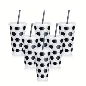 Vaso Reutilizable Ecológico de Plástico de 24 oz, Personalizado para Fiestas de Aficionados al Fútbol, con Temática Deportiva, Apto para Lavavajillas, con Tapa de Empujar y Tirar, para Bebidas - Product Image 1