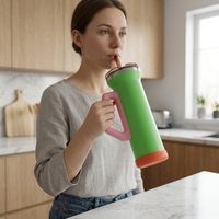 Bouteille isotherme à double paroi de grande capacité (36 oz) avec double maintien de la température, garde les boissons froides jusqu'à 24h et chaudes jusqu'à 12h