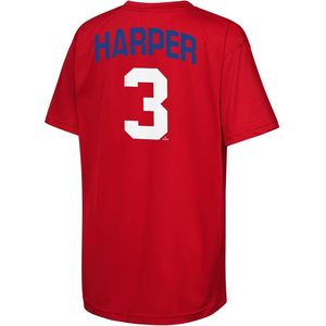 Philadelphia Phillies Bryce Harper 3 T-shirt rouge pour tout-petits, vêtements de baseball à col rond anti-humidité - Product Image 3