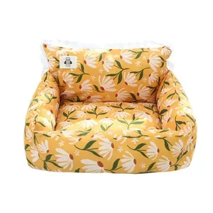 ที่นอนสัตว์เลี้ยงลายดอกไม้ กันน้ำ ทำจากผ้าไหม ถอดซักได้ สำหรับสุนัขและแมว ของเล่นตุ๊กตาขนนุ่ม แฟชั่น อบอุ่น ใช้ได้ทุกฤดู มีหลายขนาดให้เลือก - Product Image 4