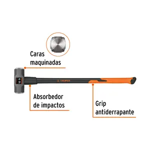 BOX 2 Maillet octogonal 12 lb, manche en fibre de verre 36', TRUPER - Product Image 2
