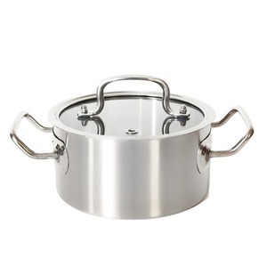 Olla de acero inoxidable con tapa de vidrio y asas laterales para cocinar - Product Image 1