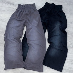 Pantalon de jogging ample et large pour homme, personnalisé, 360 420 500 g/m², en molleton French Terry délavé à l'acide, style streetwear, avec taille élastique et fermeture centrale - Product Image 1