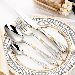 豪华不锈钢镜面镀金餐具304重型餐具仿古金叉勺现代帝国餐具套装