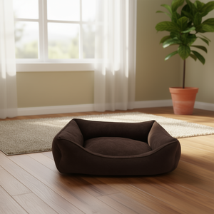 Cuccia Quadrata per Animali Domestici in Camoscio Marrone Scuro con Fondo Scorrevole YM7923 - Product Image 3