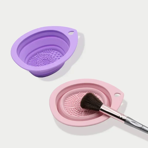 Foldable Silicone <b>Makeup</b> Brush Cleaner Soft Beauty Scrubber <b>Box</b> Powder Puff Cleaning Bowl for Eyeshadow Brushes <b>Makeup</b> Tools - Product Image 4