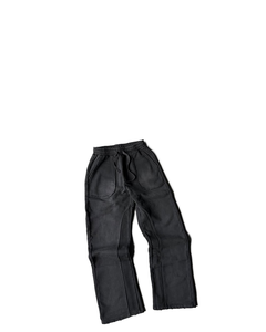 Pantalon de survêtement ample et formel à taille haute en molleton épais, grande taille, coupe-vent, délavé à l'acide, gris foncé, 100% coton, respirant, séchage rapide - Product Image 1