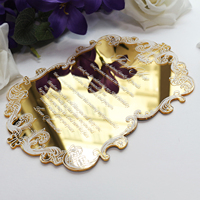 Menú de Boda Personalizado en Acrílico Espejo Dorado con Estampado Blanco, Invitación de Boda para Fiesta de Cumpleaños, Tarjeta de Agradecimiento Dorada