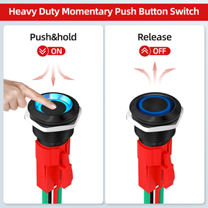19 Mét Heavy Duty momentary 12V Nút chuyển đổi <span class=keywords><strong>IP67</strong></span> không thấm nước 20A kim loại ánh sáng push button chuyển với màu xanh LED cho xe Thuyền biển - Product Image 3