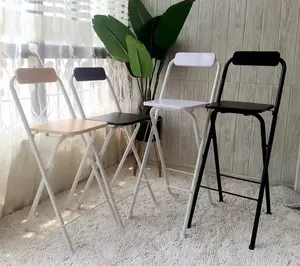 XY Best High Quality MDF Wood Back and Seat and Metal Frame Foldable Bar Chairs Bar Stools Party Chairs Event