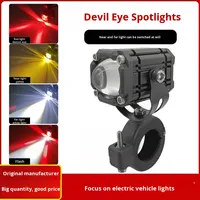 Projecteur de moto et voiture 12V avec phare LED Devil Eye, projecteur pour véhicules électriques, lumière blanche et jaune double couleur, clignotant