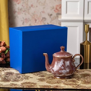 Environmentally friendly high-quality coffee-colored embossed minimalist luxury porcelain coffee and tea <b>set</b> - Product Image 2