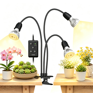 3-Head Clip-On <b>LED</b> Grow <b>Light</b> Full Spectrum Adjustable Timer For Indoor Plant Growth Flowering - Product Image 1