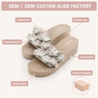 Sandales compensées antidérapantes en EVA personnalisées pour femmes, motif floral, nœud, espadrilles d'été à lacets, couleur pastel, pour les vacances