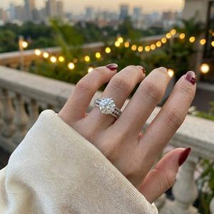 Изысканное ювелирное украшение на День святого Валентина <span class=keywords><strong>2026</strong></span> года, обручальное кольцо из серебра 925 пробы для женщин, роскошное трехслойное кольцо с крупным бриллиантом из муассанита 5 карат - Product Image 2