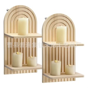 Wooden Bohemian Rainbow <b>Wall</b> Rack, <b>Wall</b>-<b>Mounted</b> <b>Shelf</b>, <b>Wall</b> Decoration Display Rack - Product Image 4