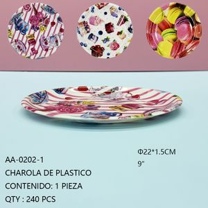 CASAMAX WL AA-0202-1 ถาดเสิร์ฟพลาสติกขนาด 9 นิ้ว ดีไซน์สีสันสดใส เป็นมิตรกับสิ่งแวดล้อม ทนทาน สร้างสรรค์ หรูหรา - Product Image 1