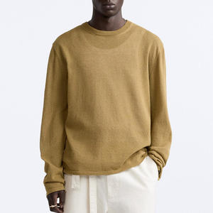 Suéter de hombre con logotipo personalizado, prendas de punto de lino de manga larga, ropa de hombre con cuello redondo, Jersey de algodón de invierno, suéteres para hombre - Product Image 1