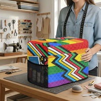 Housse de machine à coudre matelassée personnalisée, motif arc-en-ciel LGBT et arc-en-ciel pour personnes handicapées, housse anti-poussière pour l'organisation d'armoires inutilisées
