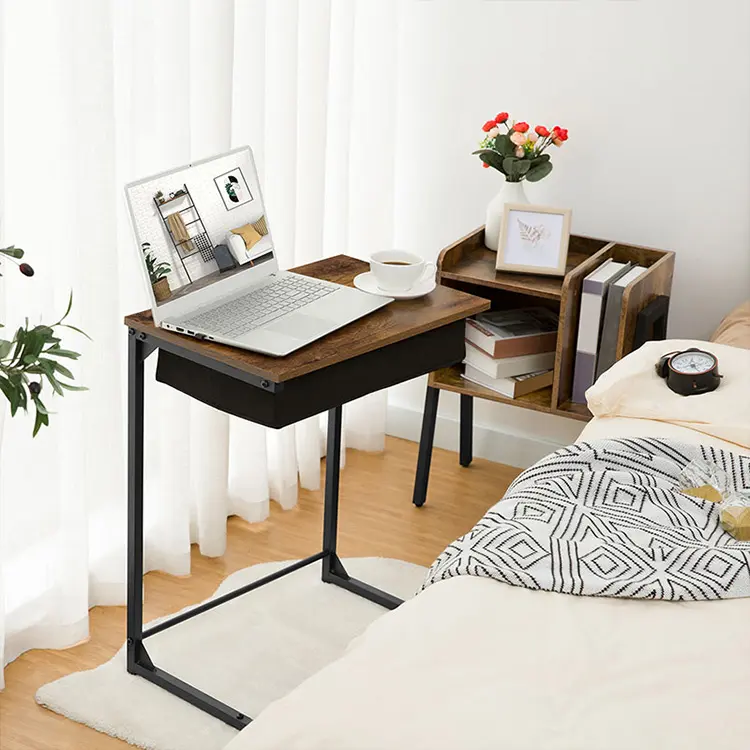 Оптовая продажа, лучший индустриальный стиль, деревянный столик для гостиной, кофейный C-образный акцент, боковой стол для дивана, кровати
