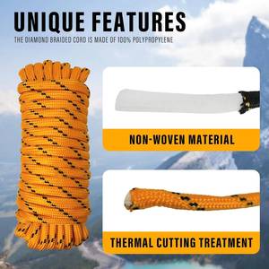 Diamond Braided Polypropylene Nylon Rope 1/2 Inch Thick 50ft Heavy Duty High Strength-for Clothes Camping Hiking Outdoor - Product Image 5