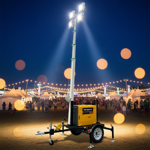 Tour d'éclairage mobile LED avec énergie solaire et remorque pour travaux miniers nocturnes, certifiée CE - Product Image 3