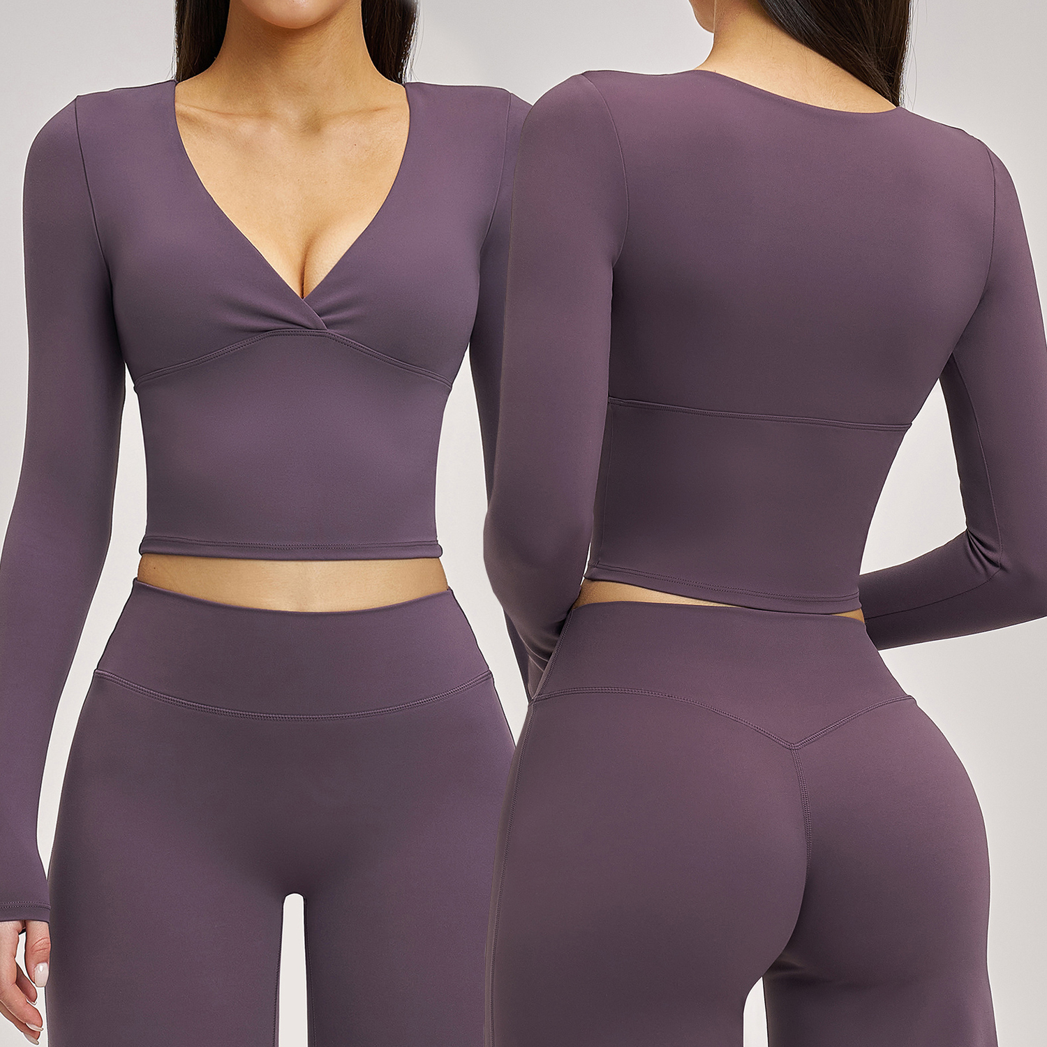 Factory Supply New Arrivals High Quality Long Sleeves Yoga Top Sets Breathable Nylon Spandex Custom Womens Activewear