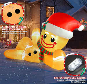 ตุ๊กตาขิงเป่าลมขนาดใหญ่ ยาว 10 ฟุต สำหรับตกแต่งสนามหญ้าในวันคริสต์มาส พร้อมไฟ LED ในตัว สำหรับตกแต่งภายนอก - Product Image 3