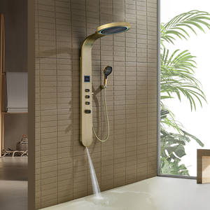 Cascade Round Top Spray En Acier Inoxydable En Laiton Bobine Système <span class=keywords><strong>De</strong></span> <span class=keywords><strong>Douche</strong></span> <span class=keywords><strong>De</strong></span> Pluie Clé <span class=keywords><strong>De</strong></span> Piano Brossé Or Led Ensemble <span class=keywords><strong>De</strong></span> <span class=keywords><strong>Douche</strong></span> - Product Image 2