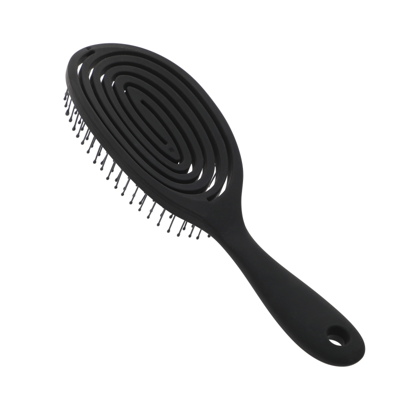 Escova de cabelo curva vazada de plástico, escova redonda massageadora de cabelo com ventilação