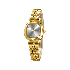 Elegante reloj de pulsera de cuarzo para mujer con correa de acero inoxidable, caja cuadrada de latón, puntero de cristal, estilo empresarial, estilos de moda - Product Image 2