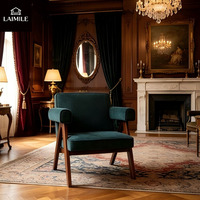 Fauteuil lounge moderne rembourré avec pieds en bois en forme de A, chaise d'appoint confortable et rembourrée pour appartement, réception, mobilier contractuel