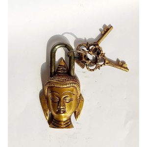Brass Lord Buddha Head Keypad Security <b>Padlock</b> Portable Compact for Door Gates Toolbox Luggage Cabinet Bicycle Home School - Product Image 2