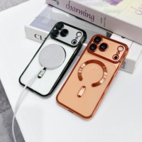 Coque magnétique transparente souple en TPU avec protection d'objectif pour iPhone 18 17 Air 16 15 14 Plus 13 12 11 Pro Max XS XR 8 7