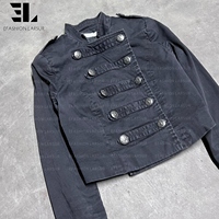 Veste Bomber en Jean Délavé Style Napoléon LARSUR, Coupe Slim, Col Montant, pour Moto, Veste Hussar en Jean Court
