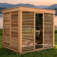 Cabine de sauna en bois massif pré-perforée avec panneau de commande électrique pour ordinateur et kit de poêle à sauna complet pour usage extérieur domestique