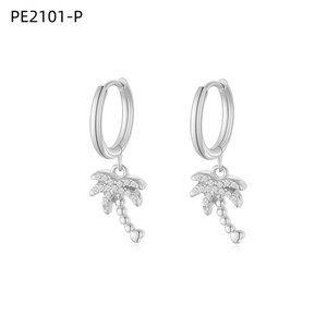 Amy Amy Palm <b>Tree</b> Hoop Earrings Silver Plated Crystal Dangle Women's Fashion Jewelry Party Trendy Style - Product Image 3