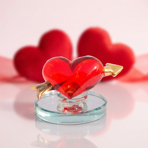 Figurine en verre en forme de cœur faite à la main avec flèche dorée, décoration d'amour pour la Saint-Valentin - Product Image 3
