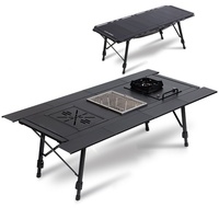 Table de camping en aluminium IGT Outdoor à hauteur réglable semi-automatique pour le glamping, table de cuisson portable multifonctionnelle