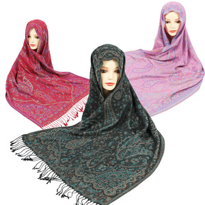 Soft Silky Reversible <strong>Paisley</strong> Pashmina <strong>Scarf</strong> Women Elegant Jacquard Printed Hijab Shawl Customizable Dress Decoration Vicose - Product Image 1