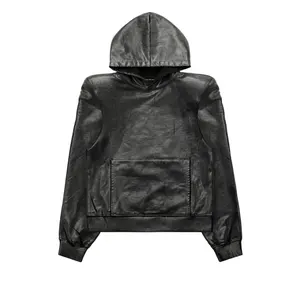 Custom Design Waxed Shoulder Pad Oversized Full Zip Hoodie 100% COTTON French Terry Street Style