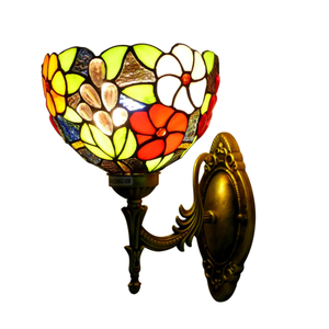 Lampada da Parete Vintage Tiffany con Girasole in Vetro Colorato Applique da Camera da Letto a <span class=keywords><strong>LED</strong></span> Solare per Illuminazione Interna Soggiorno di Casa - Product Image 2