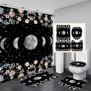 Alfombras y Cortinas de Ducha con Diseño de Fases Lunares y Flores Celestiales para Decoración del Hogar y Accesorios de Baño - Product Image 3