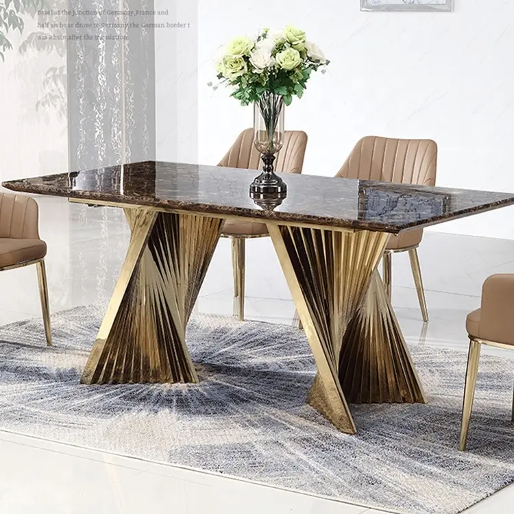 Mesas y sillas de comedor de lujo, juego de comedor de mármol rectangular pequeño para el hogar, minimalista y creativo, posmoderno y asequible
