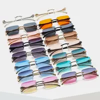 2022 Wholesale Custom Logo Small Square Trendy Retro Sun Glasses Luxury Designer Brand Fashion Shades Women Rimless Sunglasses