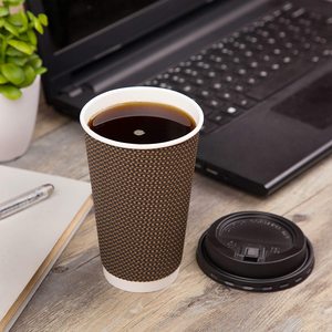 Insulated Ripple Double-Walled Paper <strong>Cup</strong> with Lid Coffee Tea <strong>Hot</strong> <strong>Chocolate</strong> Drinks Paper <strong>Cup</strong> - Product Image 2